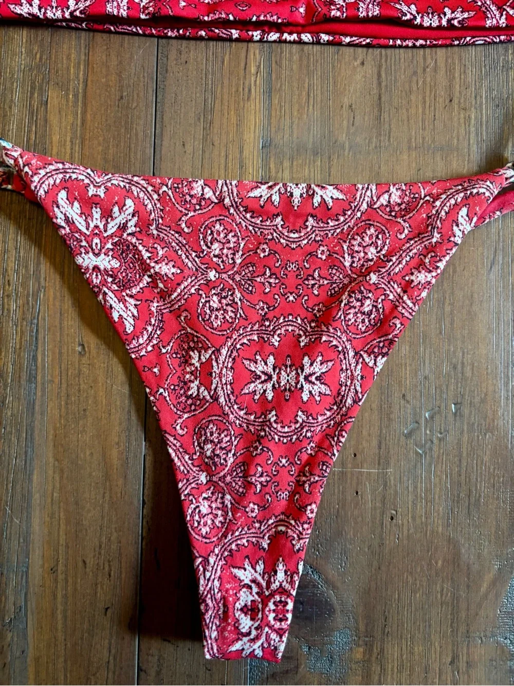 Frankie’s bikinis red bandana print bikini set